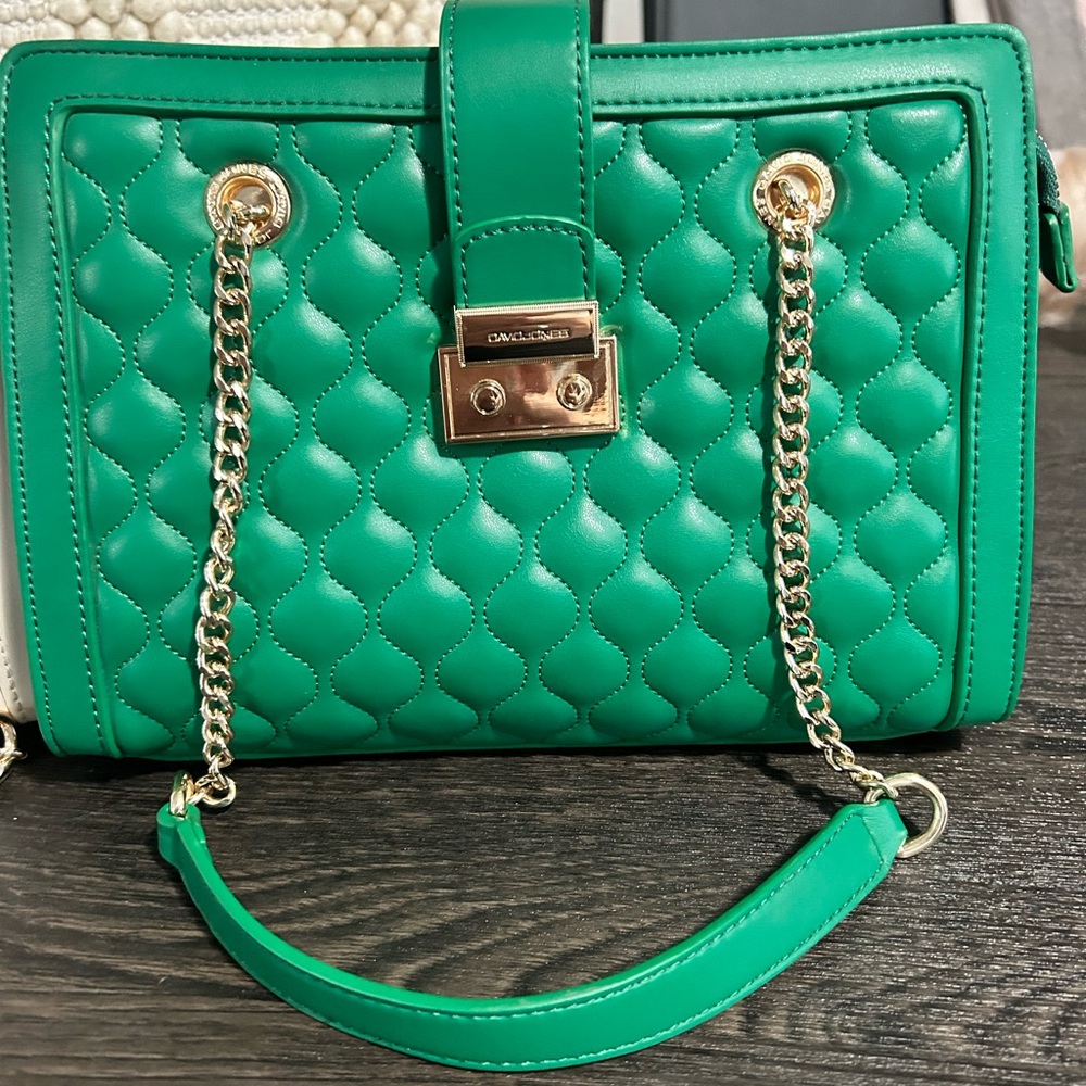 Calvin Klein White and Gold Quilted Shoulder Bag